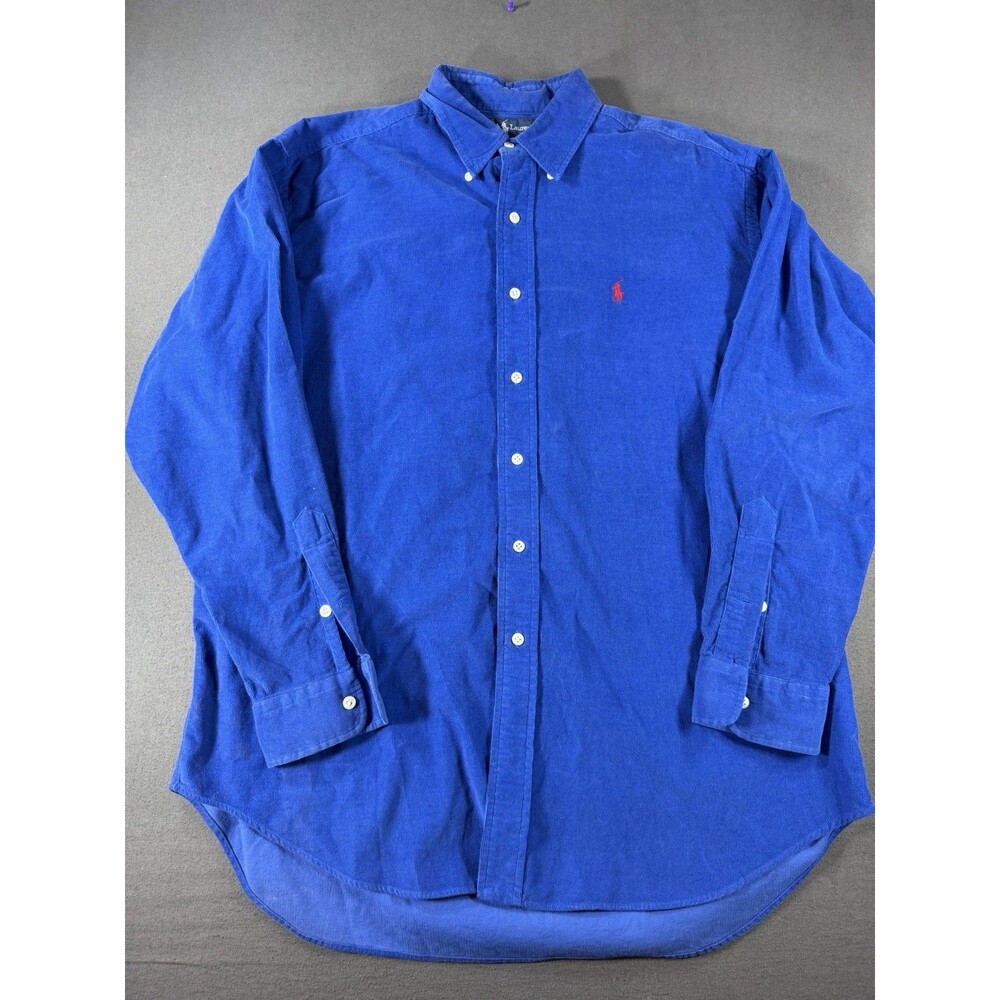 Vintage Polo Ralph Lauren Blake Royal Blue Mens Large Corduroy Button Down Shirt